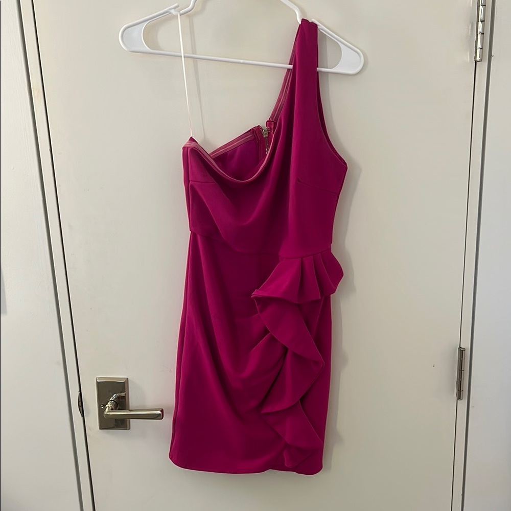 Hello Molly Hot Pink One-Shoulder Dress